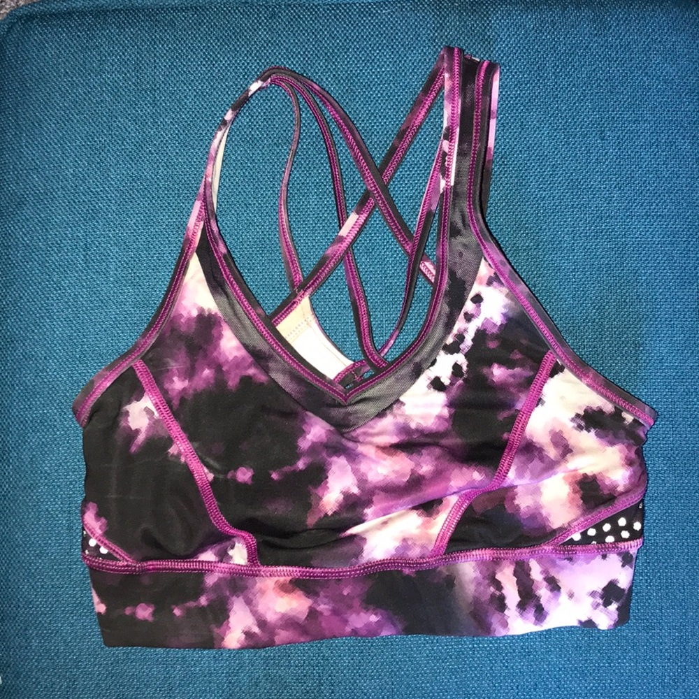 Purple and black tie dye lulu lemon sports bra